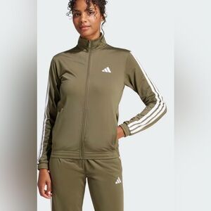 Adidas TRICOT 3-STRIPES TRACK JACKET in Olive Strata/White, Women’s Size S, NWT